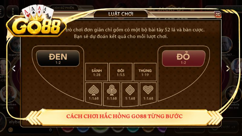Cách chơi Hắc hồng GO88 từng bước