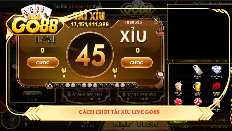 Cách chơi Tài xỉu live GO88 từng bước