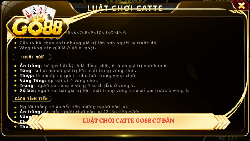 Luật chơi Catte GO88 cơ bản