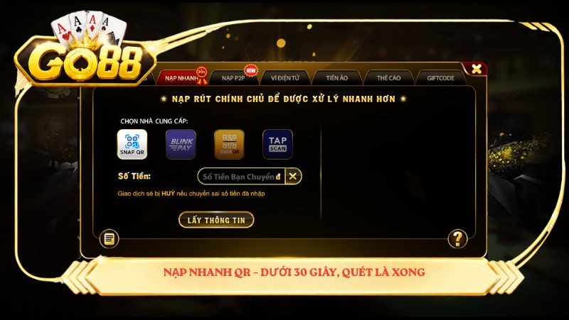 Nạp nhanh QR – dưới 30 giây, quét là xong