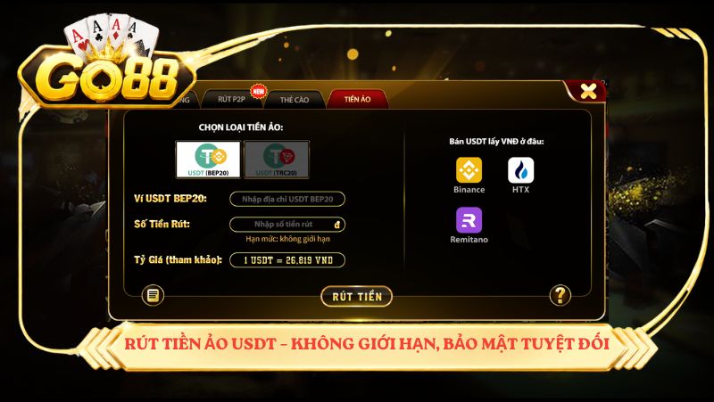 Rút tiền ảo USDT – không giới hạn, bảo mật tuyệt đối