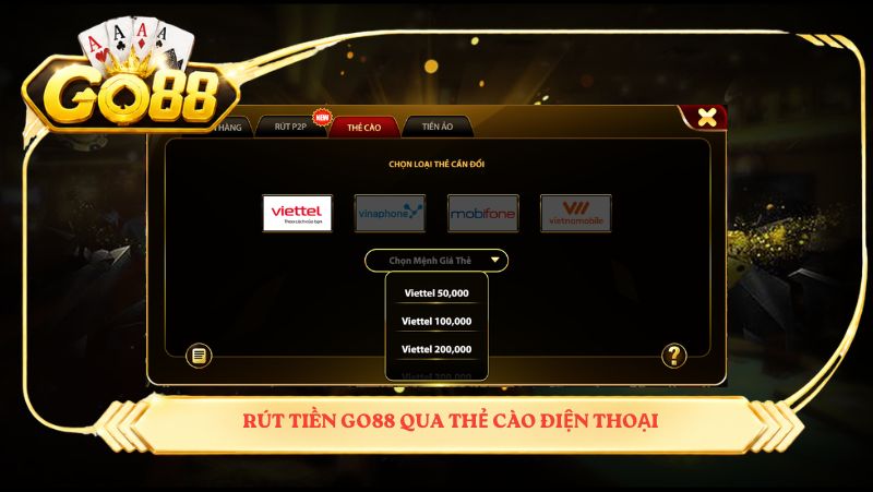 Rút qua thẻ cào – tiện lợi khi không có tài khoản ngân hàng